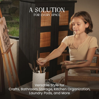 6 Canister Set for the Kitchen Countertop – Metal Food Storage Canisters with Airtight Lids for Flour, Tea, Crafts, Coffee, & Sugar – Container Set with Modern Wood Lids, White