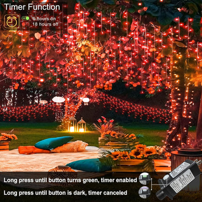 Red Christmas Lights Outdoor, 33ft 400 LED Icicle Lights for Outside Clear Wire Connectable Twinkle Light with 8 Modes Timer Plug in Waterproof for Window Party Wedding Holiday Decorations