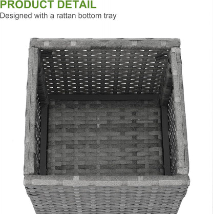 LEWIS&WAYNE Set of 2 Tall Planters for Outdoor Plants Handmade 24'' Wicker Tall Square Planter Box with Removable Liners Modern Planter for Indoor Outdoor Garden Patio Front Porch - Gray