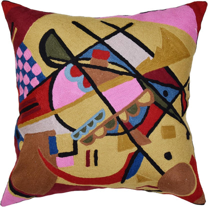Kandinsky Modern Couch Pillow Cover - Yellow Gold | Abstract, Contemporary, Outdoor, Mid Century Chair Cushions | Handmade Wool Size 18x18