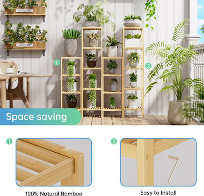 SMIBUY Bathroom Storage Shelf, 4-Tier Bamboo Rack Organizer, Multifunctional Shelving Unit for Living Room Bedroom Kitchen (Natural)