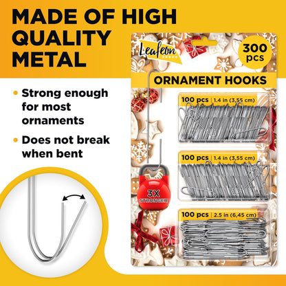 Leafeon 300 Pack Christmas Ornament Hooks for Christmas Tree Decoration – The Best Holiday Ornament Hangers