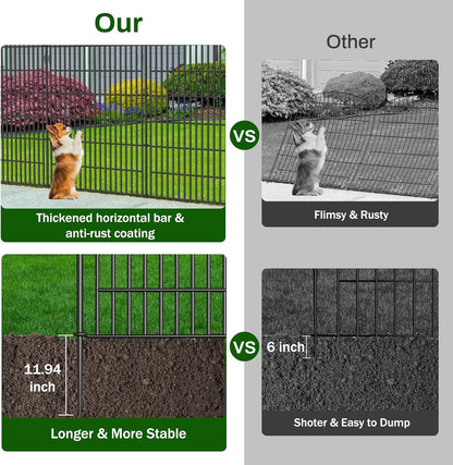 16 Panels Decorative Garden Fence - 48 in (H) x 41.6 ft (L) 16 Panels - Dog Fence Outdoor for Yard，Rustproof Metal Animal Barrier Ground Stakes Fencing for Garden, Patio, Flower Bed