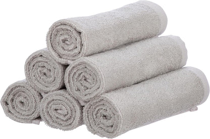 Superio Cotton Terry Washcloths Grey Towels 100% Cotton Cleaning Cloth 16" Rags Wash Clothes for Body and Face, Spa Towels, Multi Purpose (6, 16"x16")