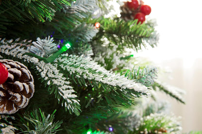 Super Dual Flocked Pine Christmas Tree Pre-lit with Color Changing LED Lights (6ft Pre-lit)