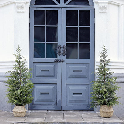 4ft Christmas Norfolk Pine Tree Artificial Christmas Tree Faux Potted Plants for Front Porch Christmas Indoor Outdoor Decor（2 PCS