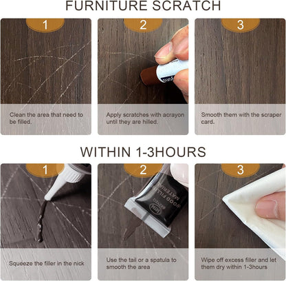 Multi-Color Wood Filler Kit | Professional Repair for Furniture & Flooring | Non-Toxic Fast-Drying Putty (Tools Included)