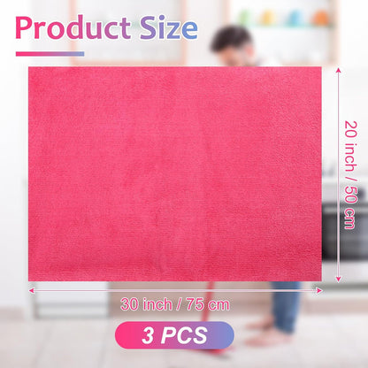 Newwiee 3 Pcs Extra Large Microfiber Cleaning Cloth 30" x 20" Washable Reusable Microfiber Towel Streak Free Lint Free Cloth for Cleaning Home Glass Office Window Bathrooms (Pink,Yellow,Light Blue)
