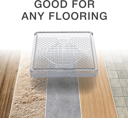 X-Protector Furniture Cups - 4 PCS 3" - Non Slip Furniture Pads for Hardwood Floors - Transparent Floor Protectors - Bed Stoppers to Prevent Sliding - Keep Furniture from Sliding on Floor! (Square)