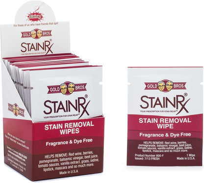 18 Pack Stain Remover Wipe – Travel Wipes for Clothes, Carpet, Upholstery, & Laundry, Instant Removal of Stubborn Red Wine, Blood, Coffee - Everyday Stains, Pocket Stain Treater Towelettes