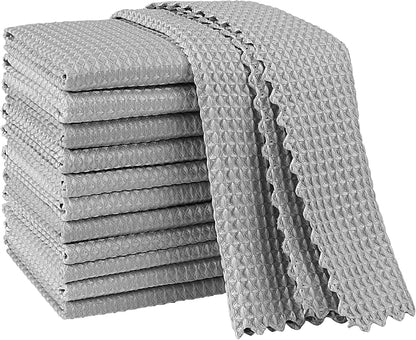 AIDEA Microfiber Cleaning Cloth for Glass 12PK, Grey, Lint Free Cloth Polishing Cleaning Rags, Window Wipes, Barista Coffee Towel, Microfiber Towels for Car Detailing, Stainless Steel, 11×11"