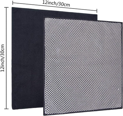 SINLAND Microfiber Dish Cloth for Washing DishesBest Kitchen Washcloth Cleaning Cloths with Poly Scour Side 12Inchx12Inch 5Pack, Black