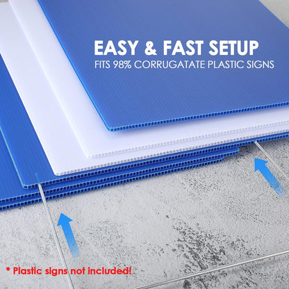 200 Pcs H Stakes for Yard Signs 24'' x 10'' Metal Heavy Duty H Frame Lawn Wire Stakes Weatherproof Metal Sign Holder Bulk for 4mm 5mm Corrugated Signs Board Guidepost Yard House Garden Decor