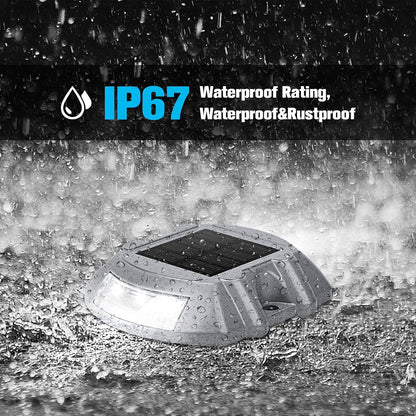 VOLISUN Solar Deck Lights, 16-Pack Led IP67 Waterproof Outdoor Warning Step Lights for Driveway, Sidewalk, Garden Pathway, Yard (White)