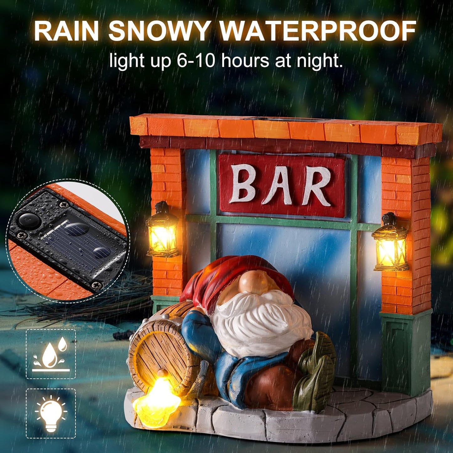 WINTS Garden Gnomes Solar Lights,Solar Gnomes Outdoor,Funny Garden Gnomes Decoration for Lawn,Balcony,Yard,Patio Gnome Gifts for Mom,Men