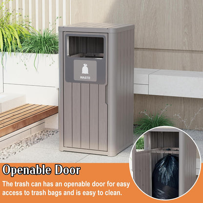 ROJIK 35" Tall Outdoor Trash Can,Weatherproof Resin Garbage Indoor Durable Lightweight,Suitable for Patio Office Kitchen,Easy to Clean,Assemble (Waste,Grey)