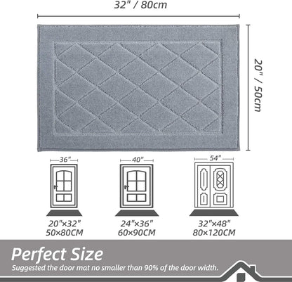 BEQHAUSE Dirt Trapper Door Mat 20" x 32", Doormat Non-Slip Entryway Rugs Washable, Dog Door Mat Stain Resistant and Absorbent Welcome Floor Mat for Front Back Door, Muddy Wet Shoes & Paws, Grey