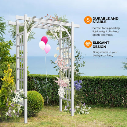 VINGLI Garden Arbor, PVC Wedding Arch for Ceremony Party, Garden Trellis for Climbing Plants Outdoor, Arch Backdrop Stand for Garden, Backyard, Lawn, Wedding