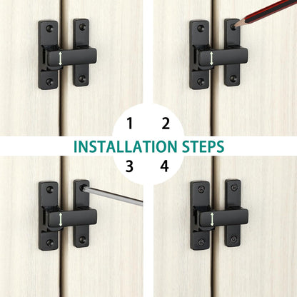 90/180 Degree Flip Latch Gate Latch, Heavy Duty Black Safety Door Lock Enhanced Security Flip Latch Lock Hardware for Interior Door Front Door Barn Garden Fence Window Bathroom Cabinet