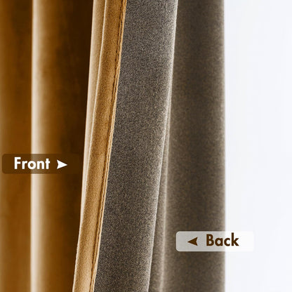 MIULEE Golden Brown Velvet Curtains Thermal Insulated Blackout Curtain Drapes for Bedroom Living Room Darkening 84 Inches Long Curtains Panels Rod Pocket Set of 2