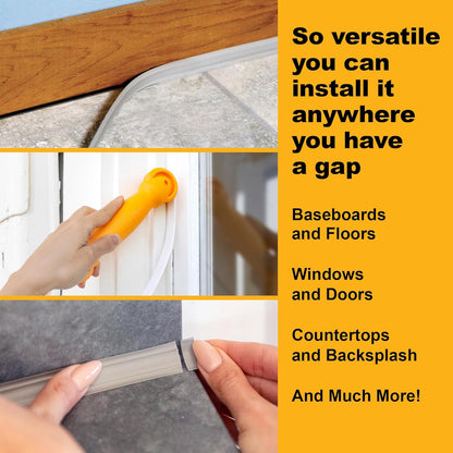 InstaTrim The Original Flexible Trim - 50ft Grey 3/4" Wide Caulk Tape - Adhesive Trim with Many Uses Including Caulking for Bathtubs, Sinks, Counters, Tile, Floors - Made in USA