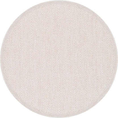 CAMILSON Easy Jute Round Rug 6ft Indoor Outdoor Off-White Color Fiber Area Rugs for Living Room and Patio Rug Herringbone Boho Woven Design Easy-Cleaning Washable Outside Carpet Alfombras (6 Round)