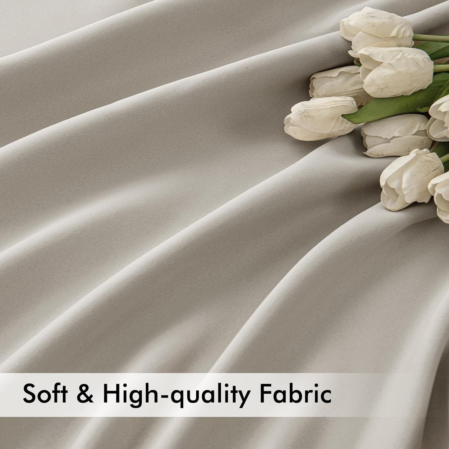 MIULEE Natural Back Tab Blackout Curtains 108 Inch Long 2 Panels Set for Bedroom, Rod Pocket/Pinch Pleat Extra Long Thermal Insulated Living Room Darkening Pleated Light Blocking Drapes