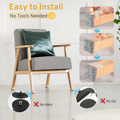 24PCS Square Chair Leg Floor Protectors, Furniture Sliders, Chair Leg Protectors for Hardwood Floors, Non-Slip Felt Furniture Pads, Silicone Cap Covers to Protect Floors, (Fit 0.75" - 1.1")