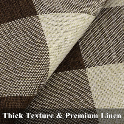 decorUhome Buffalo Plaid Check Throw Pillow Covers 22x22 Set of 2, Outdoor Decorative Farmhouse Neutral Pillow Covers with Stitched Edge for Bed Couch Sofa, Brown and Beige