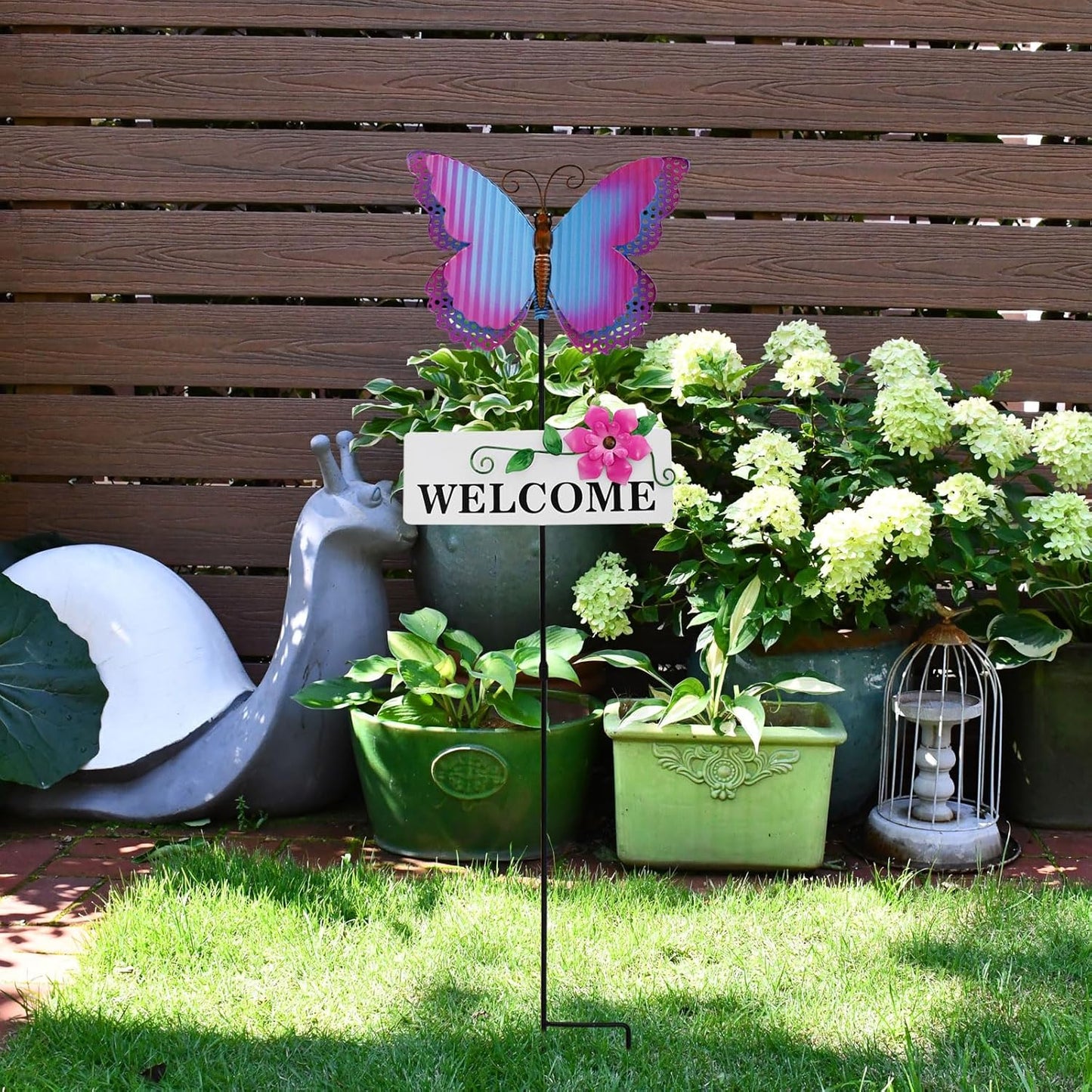 Veclotch Metal Butterfly Garden Stake,Rustic Butterfly Decorative Yard Stakes Metal Yard Art Ornaments Welcome Sign Outdoor Spring Garden Decor Patio Lawn Porch Pathway Decor (Butterfly)