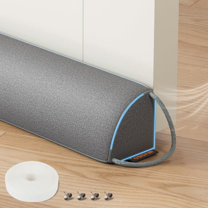 MAGZO Door Draft Stopper 36 Inches, Weighted Triangular Door Snake for Winter Noise Blocker with Hook Loops,Gray