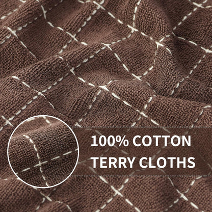 Homaxy 100% Cotton Terry Kitchen Dish Cloths, Ultra Soft and Absorbent Dish Towels for Kitchen, Suitable for Drying and Washing Dishes, 6 Pack, 12 x 12 Inches, Brown