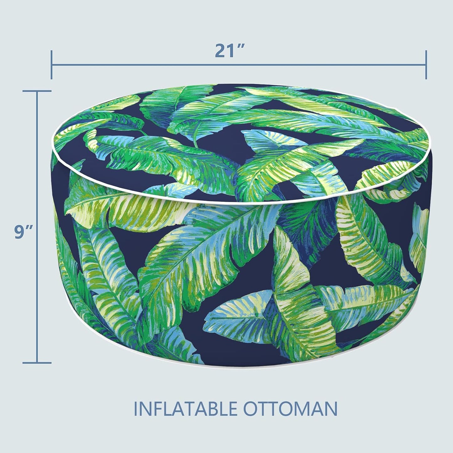 LVTXIII Inflatable Stool Ottoman Footrest with Handle, All Weather Foot Rest, Indoor or Outdoor Use for Home Patio Garden and Camping, D21 x H9, Hanalei Lagoon