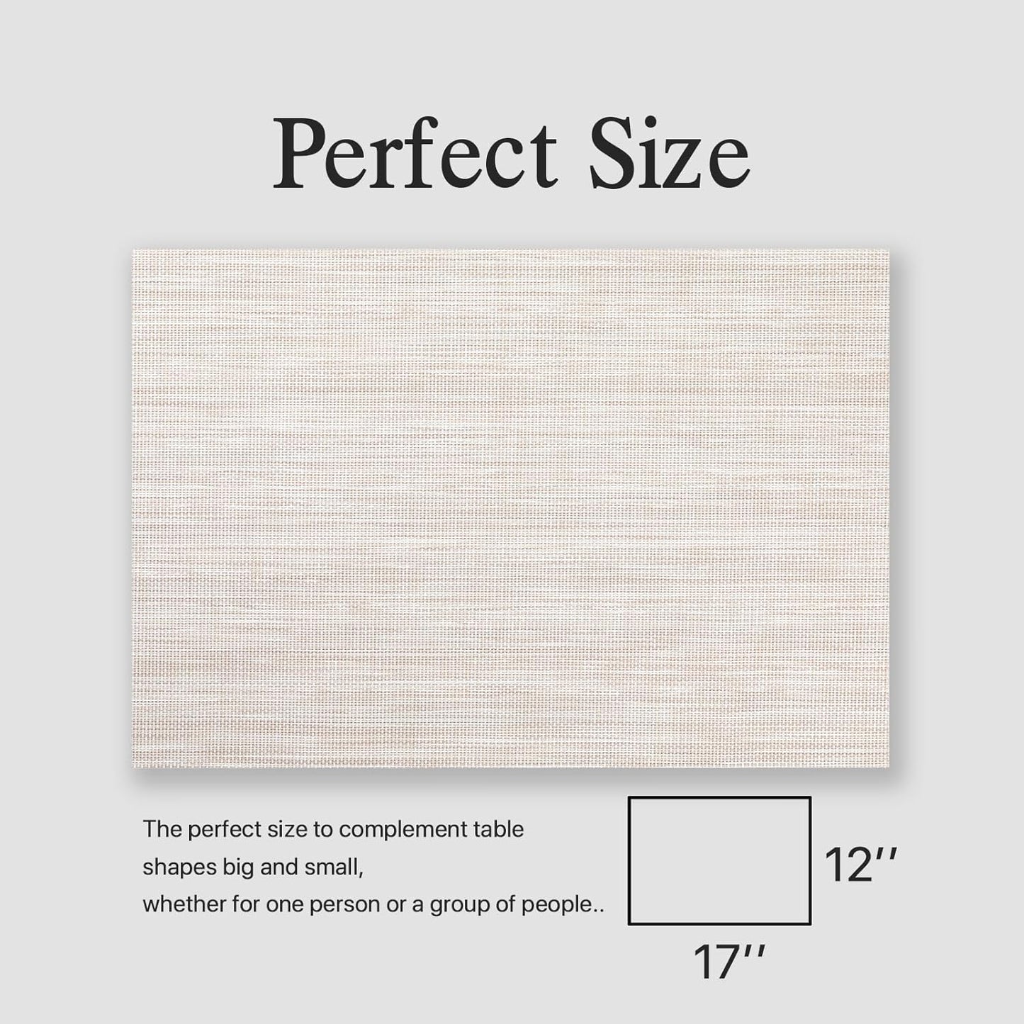 Placemats Set of 4 - Easy Clean Woven Vinyl Placemats for Dining Table, Indoor/Outdoor Place Mats, Washable PVC Table Mats（Beige）