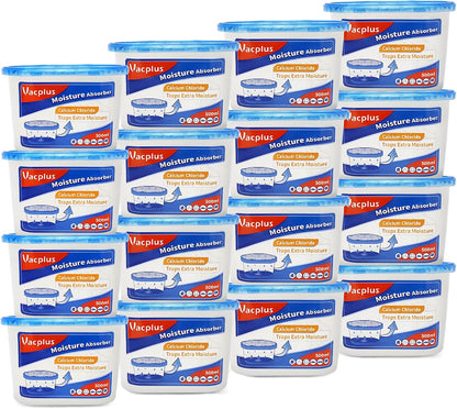 Vacplus Moisture Absorbers 16 Pack, 10.5 Oz, Humidity Absorber Boxes Attracts Extra Moisture from Your Bathroom, Closet, Kitchen, Dehumidifier for Closet (Fragrance Free), Blue