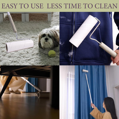 Large Lint Rollers for Pet Hair Extra Sticky,Cat Dog Hair Remover Laundry Clothes Carpet Furniture,6.3 inches Wider with 450 Sheets Giant Lint Remover Brush for Couch with Long Handle