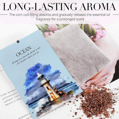 Ocean Scented Sachet Bags - 12 Pack Closet Freshener Odor Eliminator, Long Lasting Home Fragrance for Drawers, Wardrobes & Cars, House Smell Good Products, Air Freshener for Closet