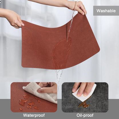 Myir JUN Placemats Dual Sided, Faux Leather Place Mats Set of 6 Indoor for Dining Table Non-Slip Washable Wipeable Heat Resistant Outdoor Table Mats (Gray Terracotta, Set of 6)