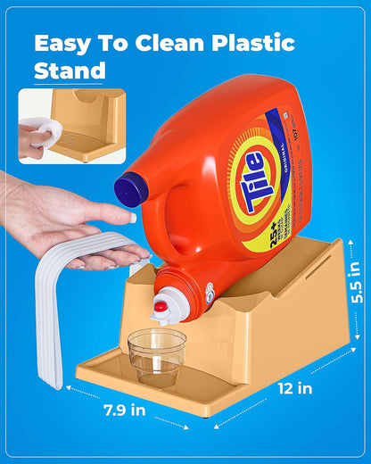 TidyFriend Laundry Detergent Holder Stand Organizer with Drip Tray, 2 Pack Laundry Soap Holder with Non-Slip Rubber Feet for Washing Space Organization, Angled Downward Slope for Easy Pouring (Beige)
