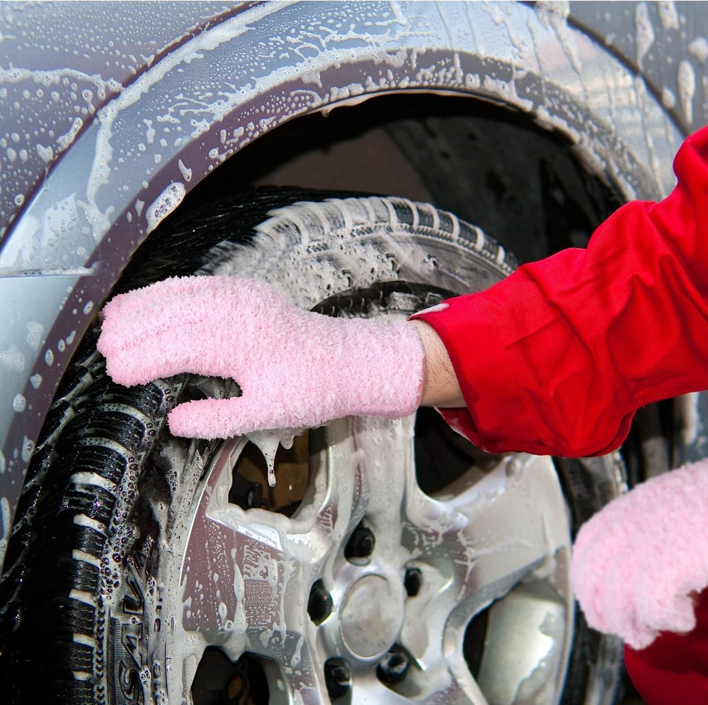 Patelai 3 Pairs Microfiber Plant Dusting Gloves Leaf Cleaning Gloves for Indoor Plants, Blinds, Furniture, House(Large,Pink, Nude, White)