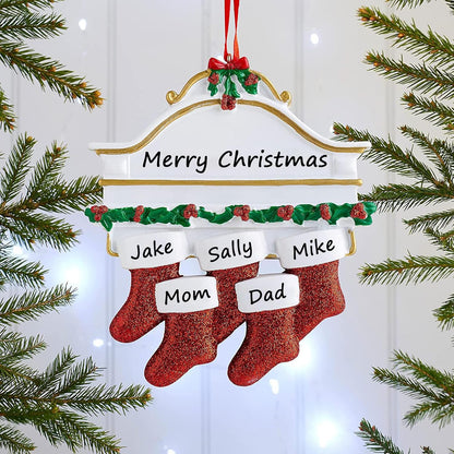 Personalized Christmas Ornaments 2025 Family of 2/3/4/5/6/7/8 Custom Christmas Stocking Ornament with Names Customized Ornaments for Xmas Tree,Family of 8