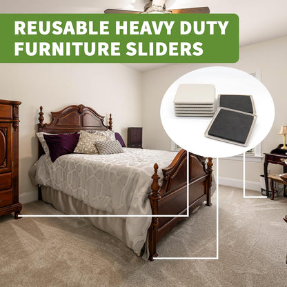 Furniture Sliders for Carpet 8 PCS - 5 inch Furniture Moving Slider Chair Legs Floors Protectors Square Furniture Movers Sliders – Move Your Furniture Easy & Safely(for Carpet)