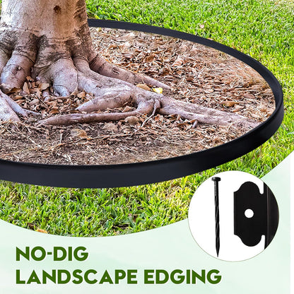 No Dig Landscape Edging 2" x 33FT Kit, Plastic Edging for Landscaping with 100 Spikes, for Garden, Lawn, Flower Beds and Yard, Black