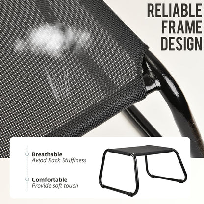 Outdoor Ottomans,Patio Foot Rest Portable Side Table Solid Steel Frame Small Seat All Weather Footrest for Indoor Outdoor Use 2 Pieces Black