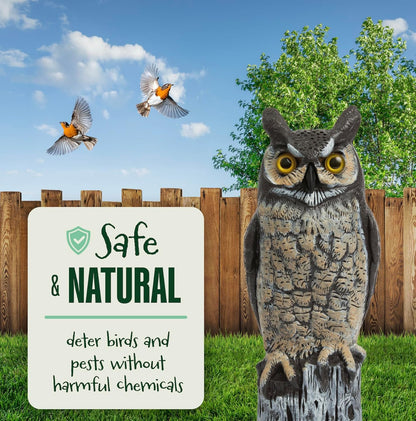 Dalen Large Fake Owl Decoy to Scare Birds Away - Garden Scarecrow Provides Natural Pest Control - 16" Tall - Great Horned Owl