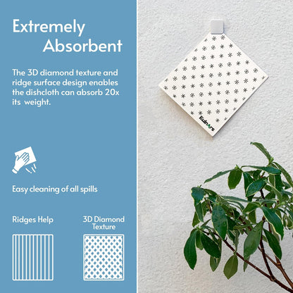 Reusable Paper Towels, 8-Pack Swedish Dishcloths for Kitchen with 3 Clips, Black White, Cotton, 200 Washes