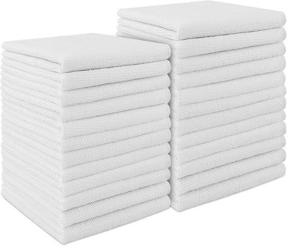 AIDEA White Microfiber Cleaning Cloth 24PK, Absorbent Cleaning Rags for Housekeeping, Lint Free, Scratch Free Wash Cloths, Microfiber Towels, Dish Towels White, Bar Rags, 11.5"x 11.5"