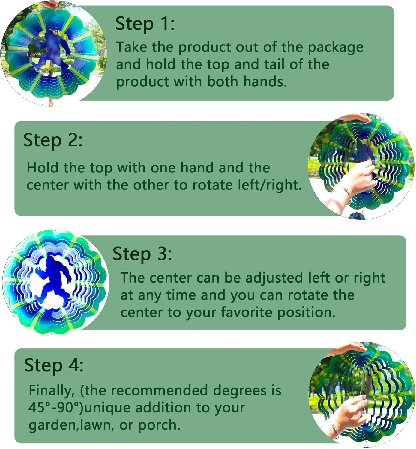 Bigfoot Gifts Sasquatch Yard Decor, for Dad Husband,12 inch Bigfoot 3D Hanging Wind Spinners Outdoor