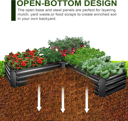 EDOSTORY Raised Bed Garden Bed Kit, 5x5x1ft Galvanized Planter Tall Raised Garden Boxes Outdoor, Large Metal Raised Garden Beds for Vegetables, Flowers, Herbs