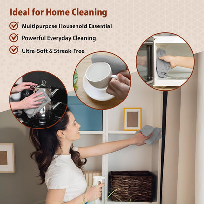 H4N Microfiber Cleaning Cloth Roll, 85 Pack Micro Fiber Wash Cloths for Car, Tear Away Towels, Ultra Absorbent Dish Rags, Non-Abrasive, Reusable and Washable Household Supplies, 11.81" x 11.81", Gray